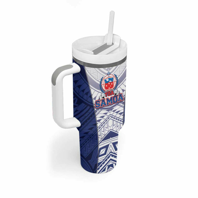 Samoa Rugby 2023 Pacific Championships Polynesian Custom Stanley Quencher 40oz Stainless Steel Tumbler With Handle - Threewoofs - Image 2