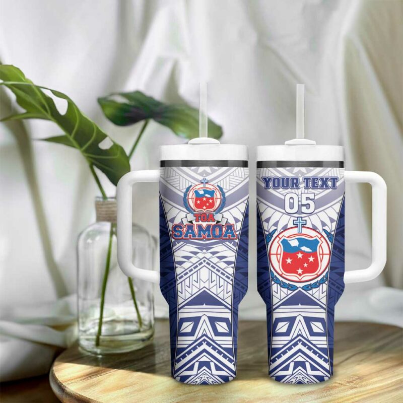 Samoa Rugby 2023 Pacific Championships Polynesian Custom Stanley Quencher 40oz Stainless Steel Tumbler With Handle - Threewoofs - Image 9