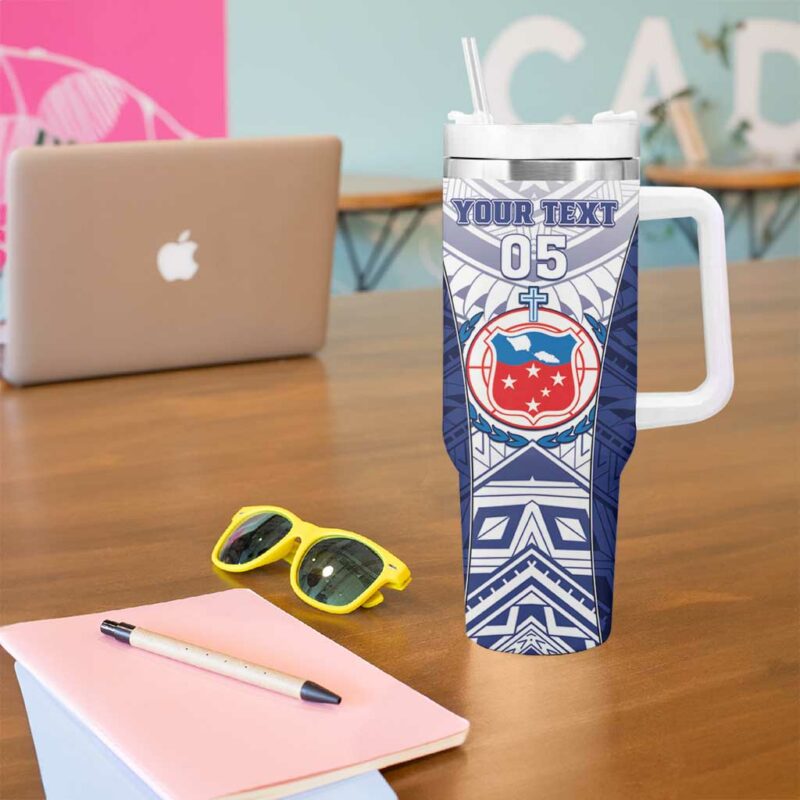 Samoa Rugby 2023 Pacific Championships Polynesian Custom Stanley Quencher 40oz Stainless Steel Tumbler With Handle - Threewoofs - Image 5