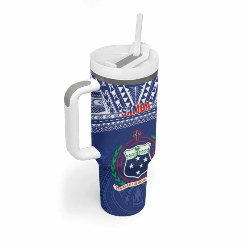 Samoa Rugby Manu Samoa Polynesian Tatoo Custom Stanley Quencher 40oz Stainless Steel Tumbler With Handle - Threewoofs - Image 2