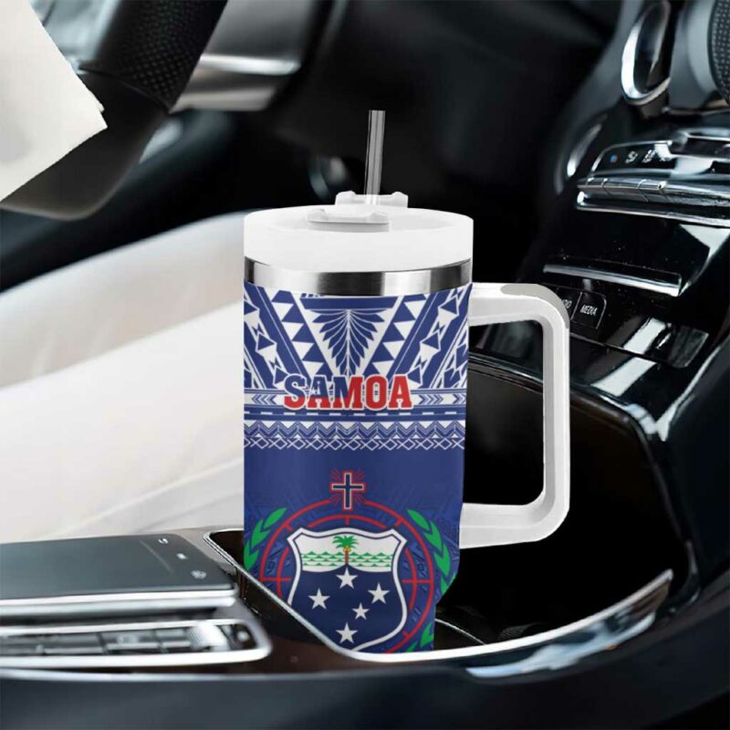 Samoa Rugby Manu Samoa Polynesian Tatoo Custom Stanley Quencher 40oz Stainless Steel Tumbler With Handle - Threewoofs - Image 8