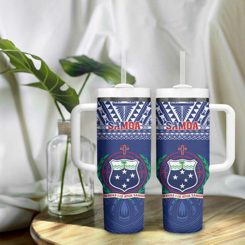 Samoa Rugby Manu Samoa Polynesian Tatoo Custom Stanley Quencher 40oz Stainless Steel Tumbler With Handle - Threewoofs - Image 9