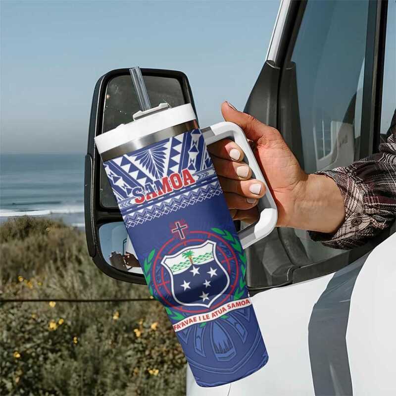 Samoa Rugby Manu Samoa Polynesian Tatoo Custom Stanley Quencher 40oz Stainless Steel Tumbler With Handle - Threewoofs - Image 7
