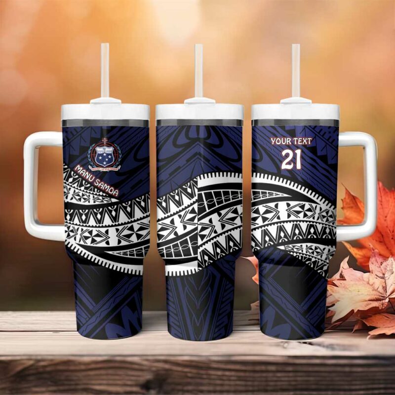 Samoa Rugby Pacific Samoan Warrior Tribal Custom Stanley Quencher 40oz Stainless Steel Tumbler With Handle - Threewoofs - Image 4