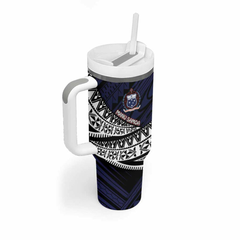 Samoa Rugby Pacific Samoan Warrior Tribal Custom Stanley Quencher 40oz Stainless Steel Tumbler With Handle - Threewoofs - Image 2