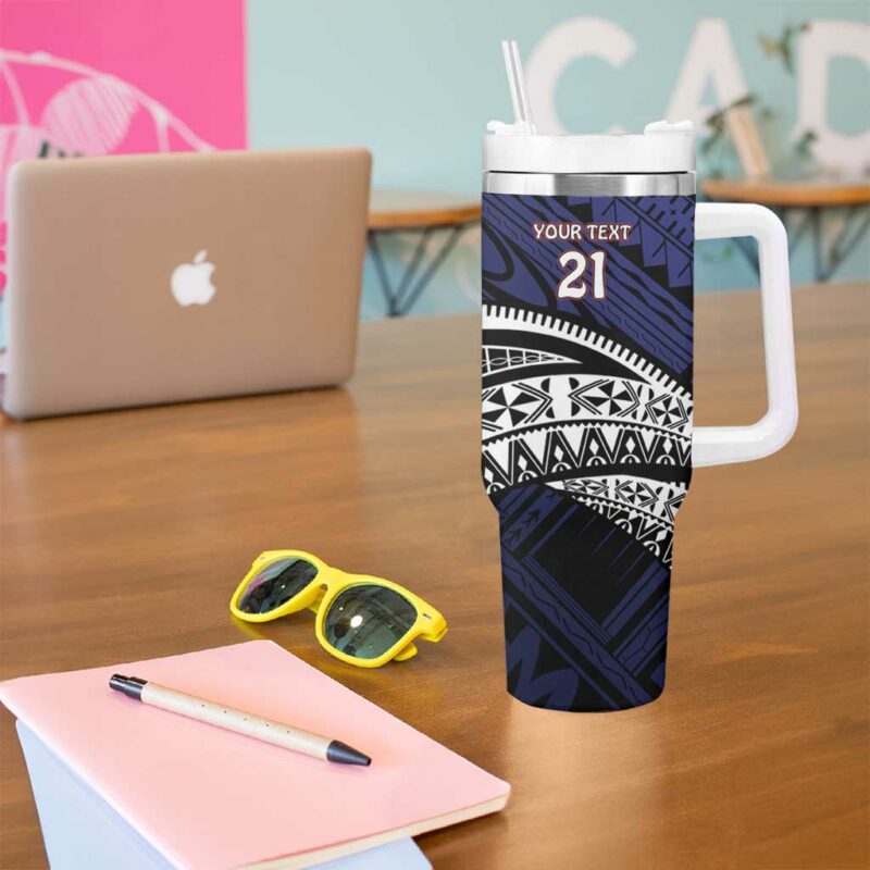Samoa Rugby Pacific Samoan Warrior Tribal Custom Stanley Quencher 40oz Stainless Steel Tumbler With Handle - Threewoofs - Image 5
