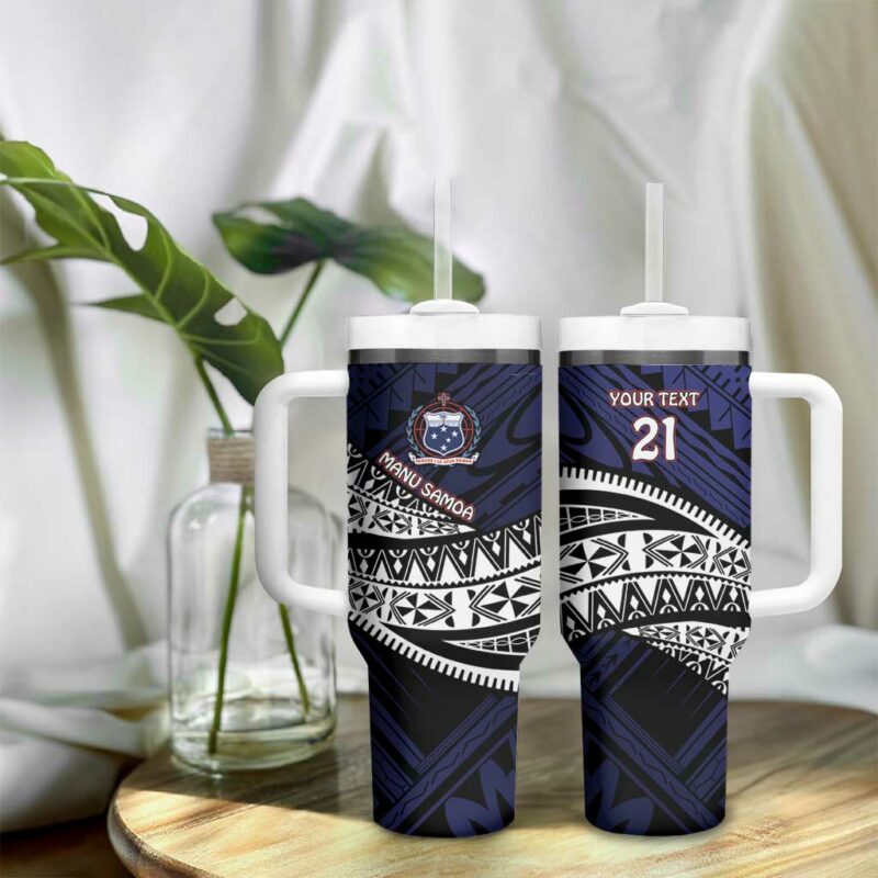 Samoa Rugby Pacific Samoan Warrior Tribal Custom Stanley Quencher 40oz Stainless Steel Tumbler With Handle - Threewoofs - Image 9