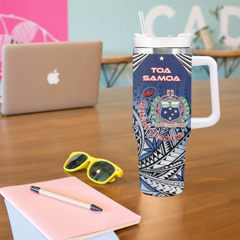 Samoa Rugby Toa Samoa Myriad Custom Stanley Quencher 40oz Stainless Steel Tumbler With Handle - Threewoofs - Image 5