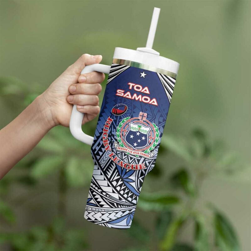 Samoa Rugby Toa Samoa Myriad Custom Stanley Quencher 40oz Stainless Steel Tumbler With Handle - Threewoofs - Image 3