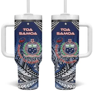 Samoa Rugby Toa Samoa Myriad Custom Stanley Quencher 40oz Stainless Steel Tumbler With Handle - Threewoofs
