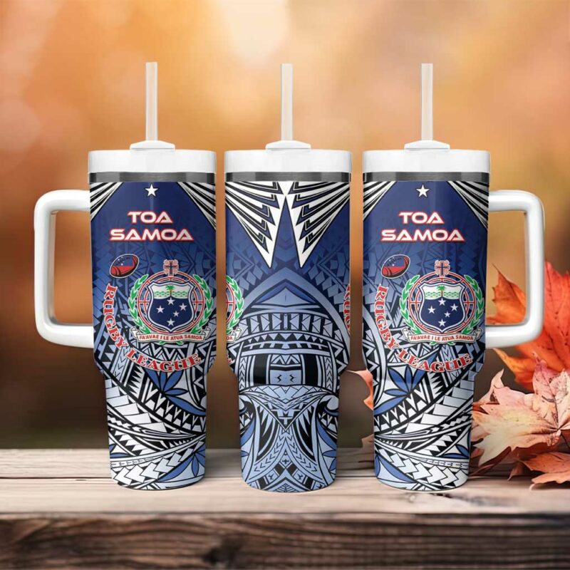 Samoa Rugby Toa Samoa Myriad Custom Stanley Quencher 40oz Stainless Steel Tumbler With Handle - Threewoofs - Image 4