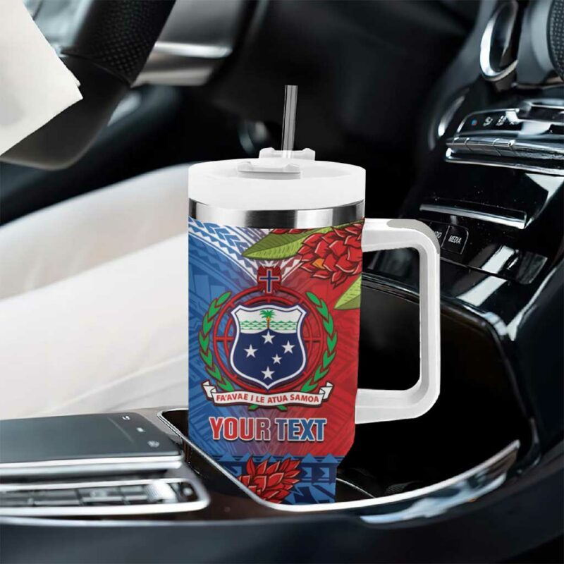 Samoa Teuila Torch Ginger Mix Polynesian Tribal Custom Stanley Quencher 40oz Stainless Steel Tumbler With Handle - Threewoofs - Image 8