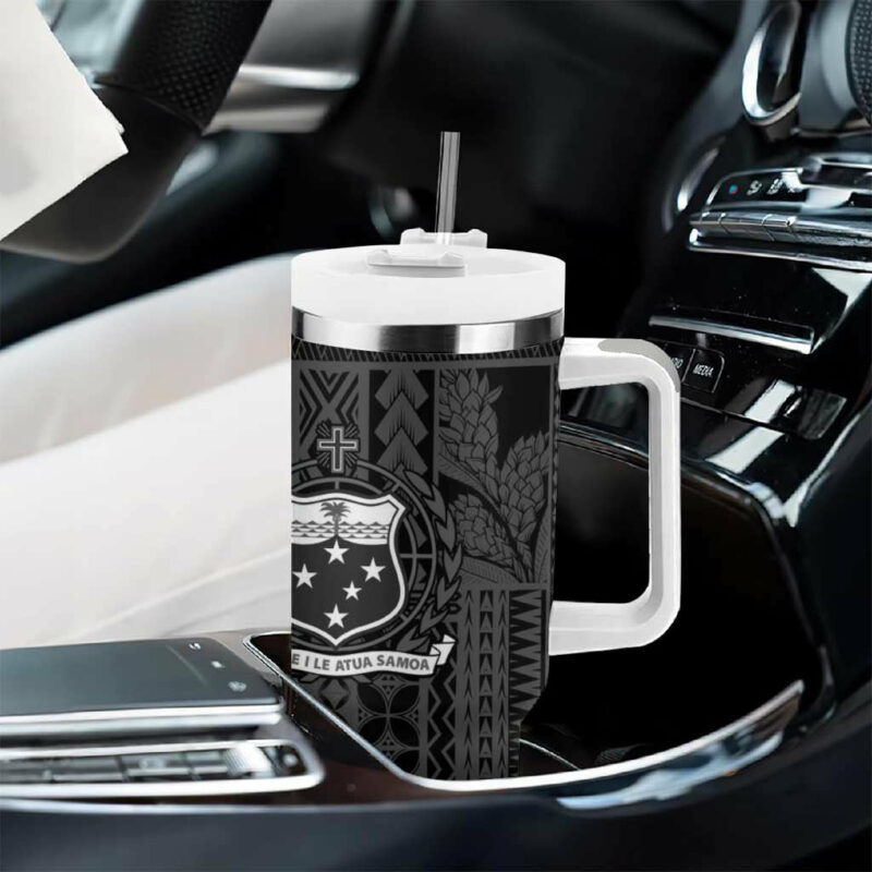Samoa Tribal Hibiscus Flowers Custom Stanley Quencher 40oz Stainless Steel Tumbler With Handle - Threewoofs - Image 8
