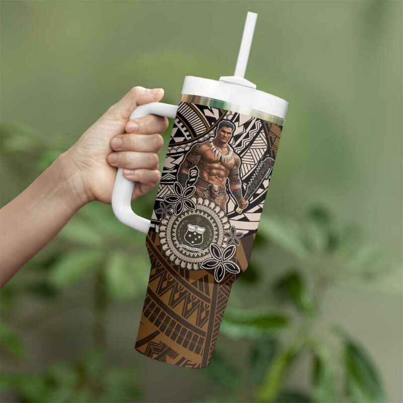 Samoa Warrior The Mighty Samoan Warrior Custom Stanley Quencher 40oz Stainless Steel Tumbler With Handle - Threewoofs - Image 3