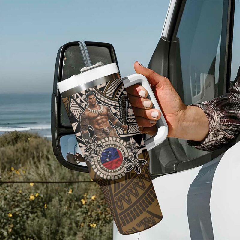 Samoa Warrior The Mighty Samoan Warrior Custom Stanley Quencher 40oz Stainless Steel Tumbler With Handle - Threewoofs - Image 7