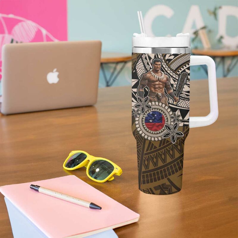 Samoa Warrior The Mighty Samoan Warrior Custom Stanley Quencher 40oz Stainless Steel Tumbler With Handle - Threewoofs - Image 5