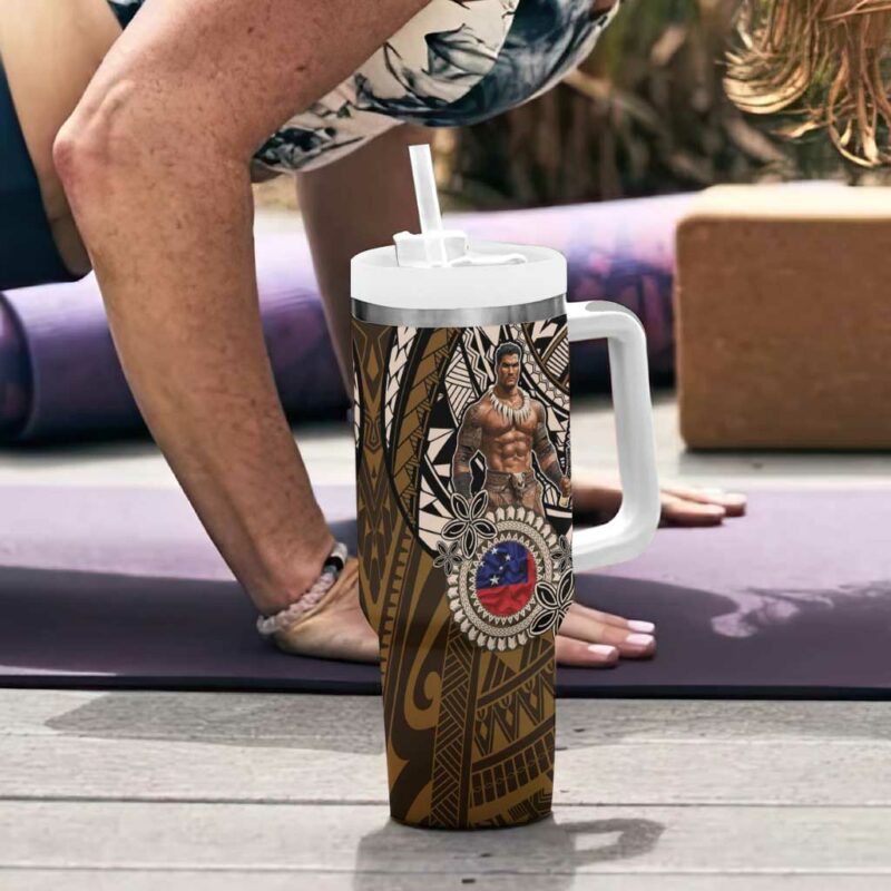 Samoa Warrior The Mighty Samoan Warrior Custom Stanley Quencher 40oz Stainless Steel Tumbler With Handle - Threewoofs - Image 6