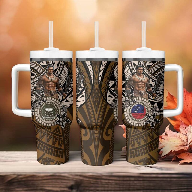 Samoa Warrior The Mighty Samoan Warrior Custom Stanley Quencher 40oz Stainless Steel Tumbler With Handle - Threewoofs - Image 4
