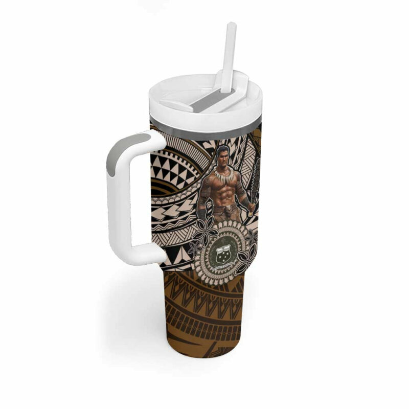Samoa Warrior The Mighty Samoan Warrior Custom Stanley Quencher 40oz Stainless Steel Tumbler With Handle - Threewoofs - Image 2