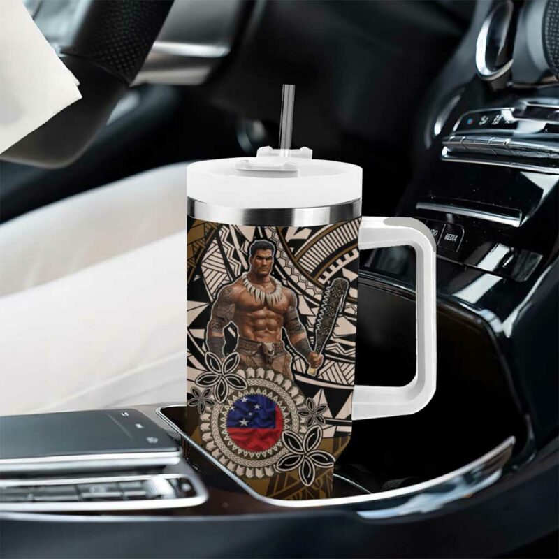 Samoa Warrior The Mighty Samoan Warrior Custom Stanley Quencher 40oz Stainless Steel Tumbler With Handle - Threewoofs - Image 8