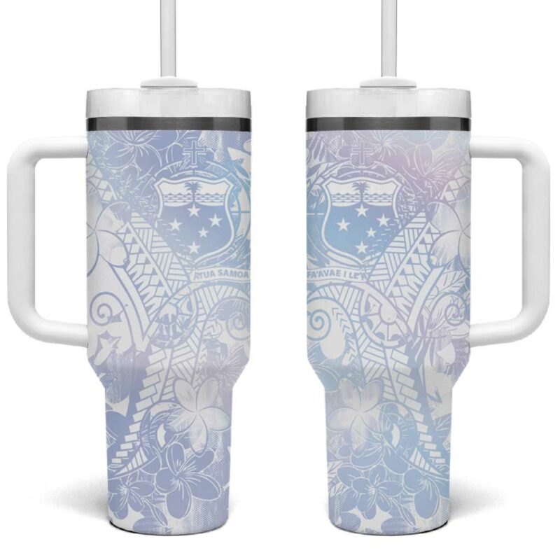 Samoa White Sunday Sweet Pastel Plumeria Floral Custom Stanley Quencher 40oz Stainless Steel Tumbler With Handle - Threewoofs