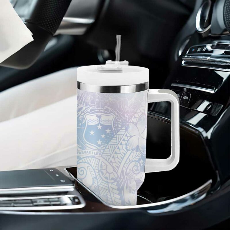 Samoa White Sunday Sweet Pastel Plumeria Floral Custom Stanley Quencher 40oz Stainless Steel Tumbler With Handle - Threewoofs - Image 8
