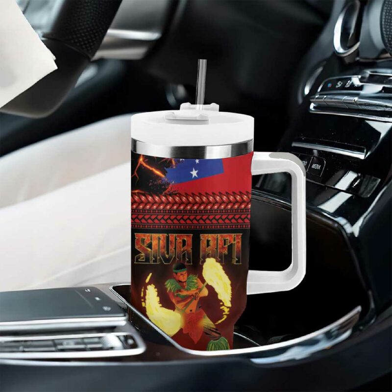 Samoan Siva Afi Tribal Performers of Samoan Fire Knife Dancing Custom Stanley Quencher 40oz Stainless Steel Tumbler With Handle - Threewoofs - Image 8