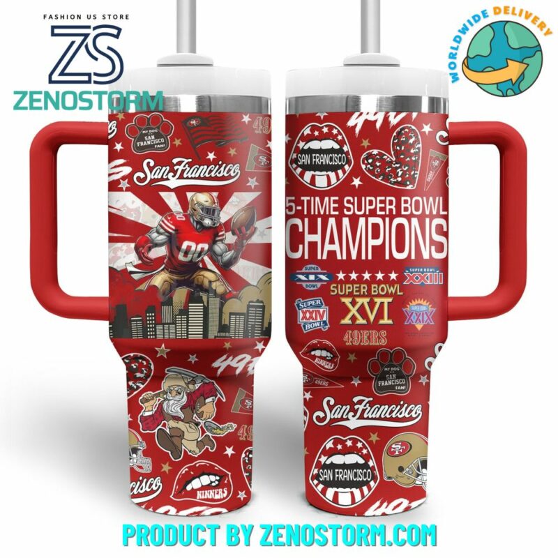 San Francisco 49er NFL Custom Stanley Quencher 40oz Stainless Steel Tumbler With Handle - Threewoofs - Image 2