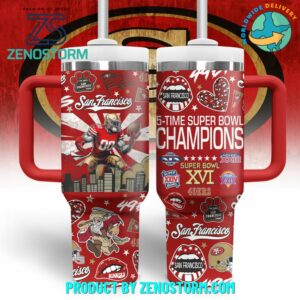 San Francisco 49er NFL Custom Stanley Quencher 40oz Stainless Steel Tumbler With Handle - Threewoofs