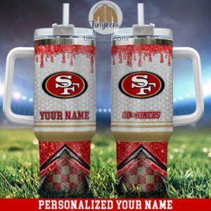 Customizable San Francisco Football Team Tumbler with Handle - Personalize Your Name
