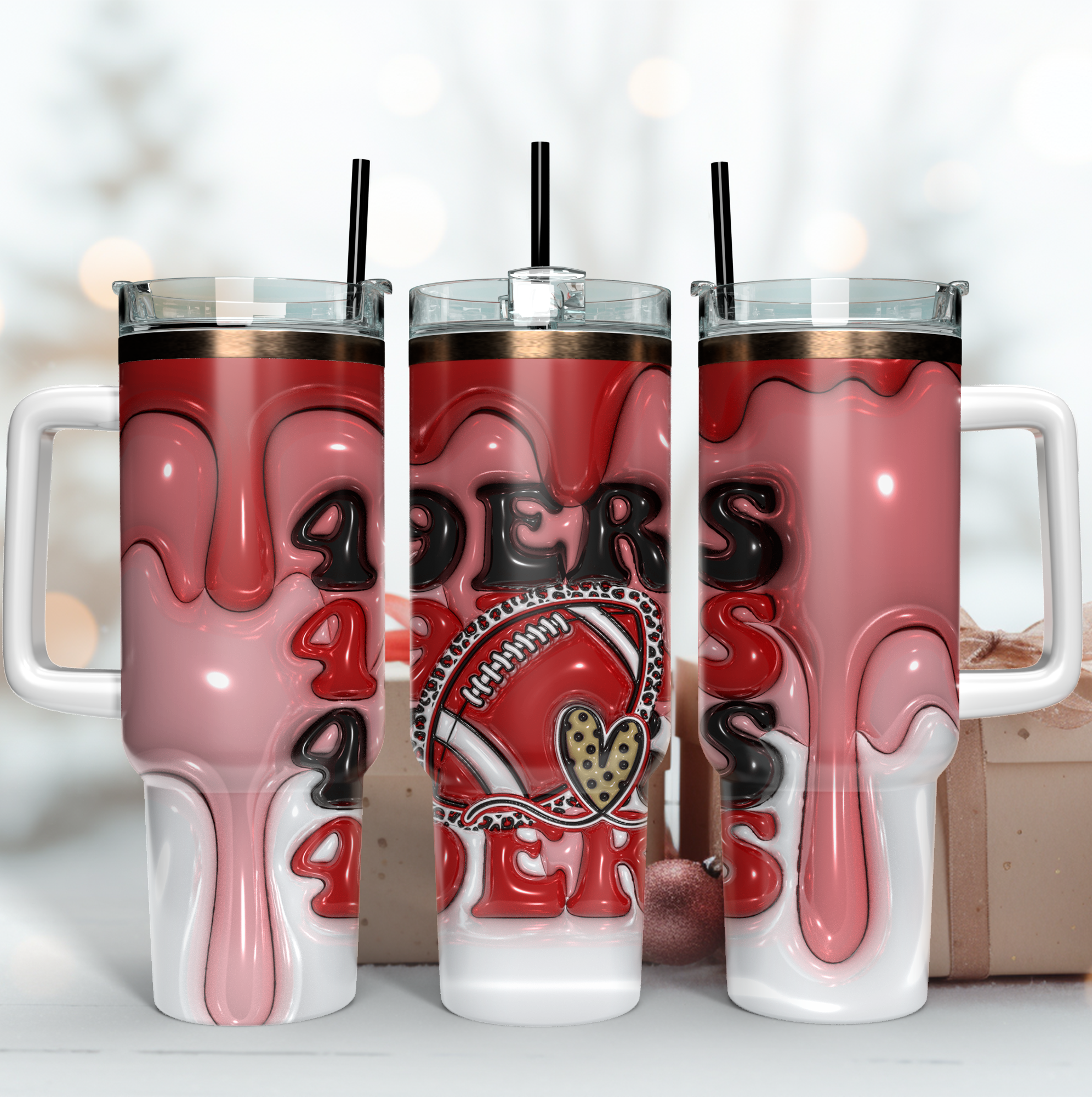 Stylish Football-Themed Insulated Tumbler with Straw - Perfect Gift for Fans