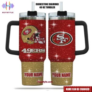 Personalized 49ers Rhinestone Tumbler - 40oz Custom NFL Drinkware