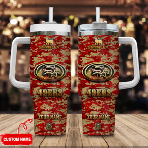 Custom 49ers Camo Insulated Tumbler - Personalized NFL Fan Gift