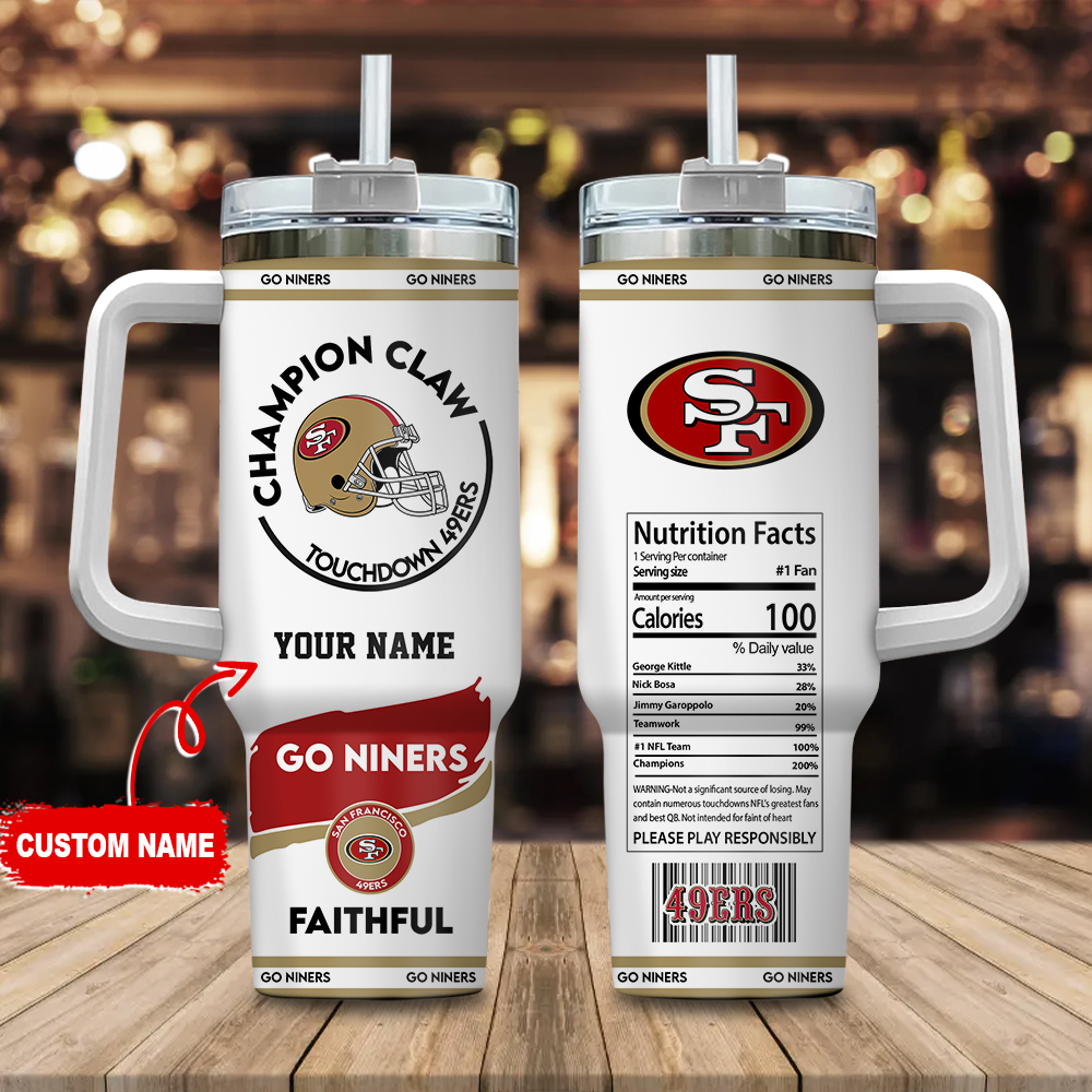 Custom San Francisco 49ers Tumbler with Straw - Personalized NFL Fan Gift