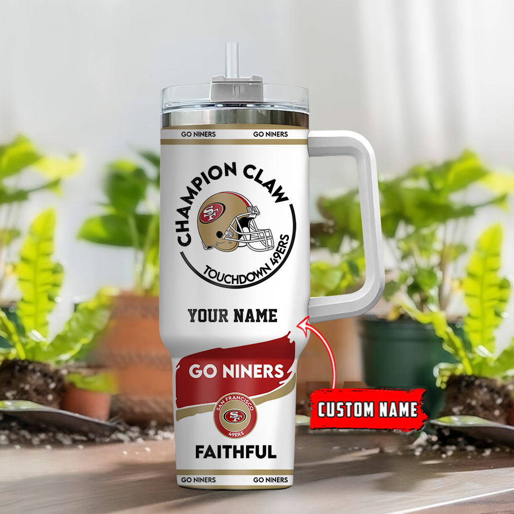 Custom San Francisco 49ers Tumbler with Straw - Personalized NFL Fan Gift - Image 2