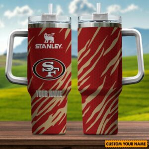 Custom Name NFL Team Tumbler - Insulated Travel Mug with Handle