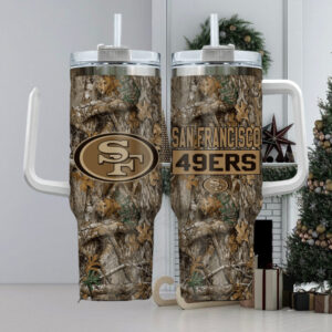 San Francisco 49ers Camo Tumbler with Handle - Perfect Holiday Gift