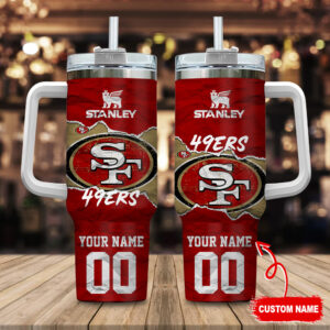 Customizable 49ers Tumbler with Handle - Personalize Your Game Day Drinkware