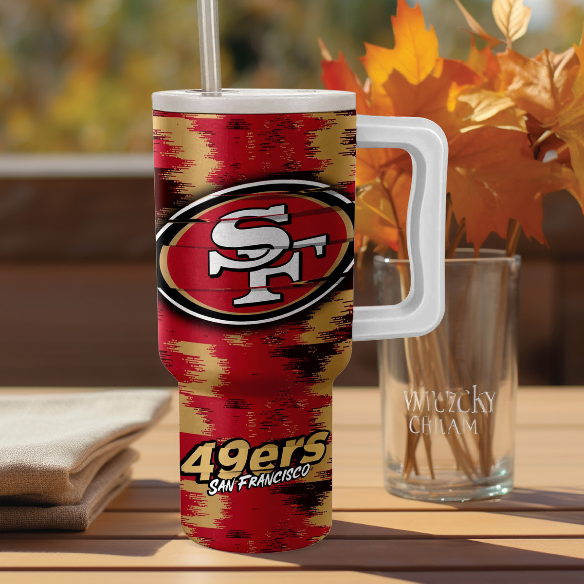 NFL Team Spirit Travel Mug - Double-Sided Insulated Tumbler with Handle and Straw - Image 2