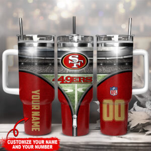 Personalized 49ers Tumbler with Name & Number - Perfect for Fans