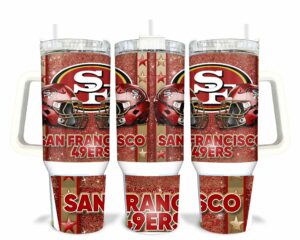 San Francisco 49ers Glitter Tumbler - 40oz NFL Fan Mug with Handle & Straw