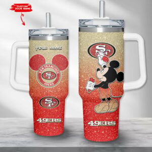 Personalized 49ers Tumbler with Handle - Custom Name & Iconic Character Design