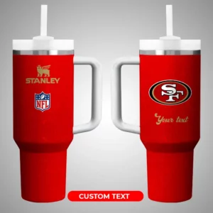 Custom Red Stanley NFL Tumbler with Straw - Personalized Sports Fan Gift