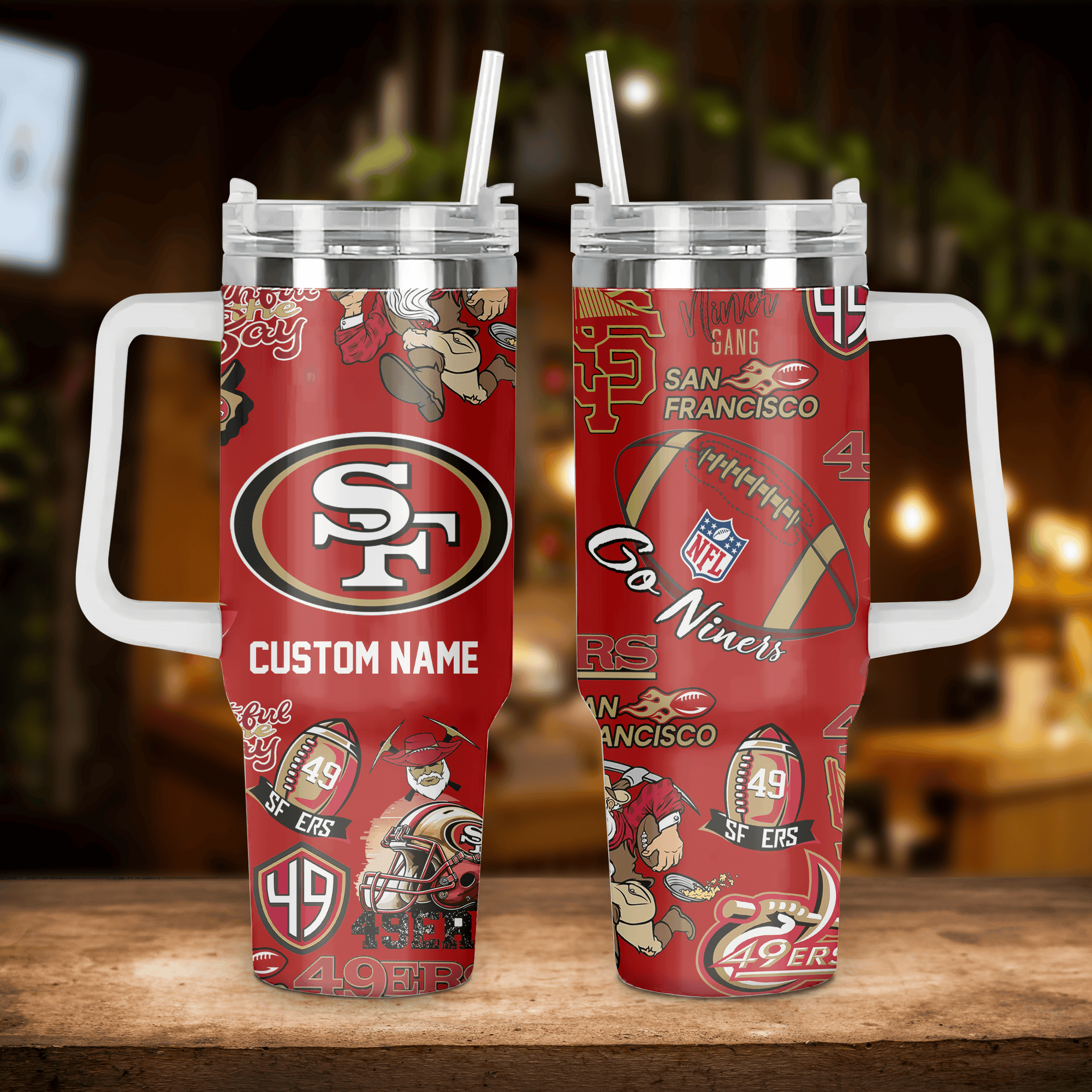 Custom Name San Francisco 49ers Tumbler - Personalized NFL Fan Gift - Image 2