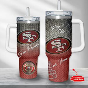 Custom San Francisco 49ers Tumbler with Handle - Personalized Drinkware for Fans