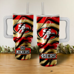 49ers Insulated Travel Mug with Handle - Go Niners! Perfect for Game Day
