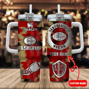 Custom San Francisco 49ers Tumbler with Handle - Personalized NFL Fan Gift