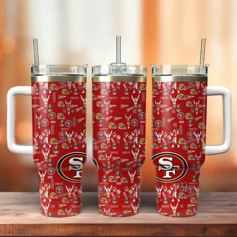San Francisco 49ers NFL Custom Stanley Quencher 40oz Stainless Steel Tumbler With Handle - Threewoofs