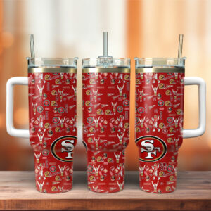 San Francisco 49ers NFL Custom Stanley Quencher 40oz Stainless Steel Tumbler With Handle - Threewoofs
