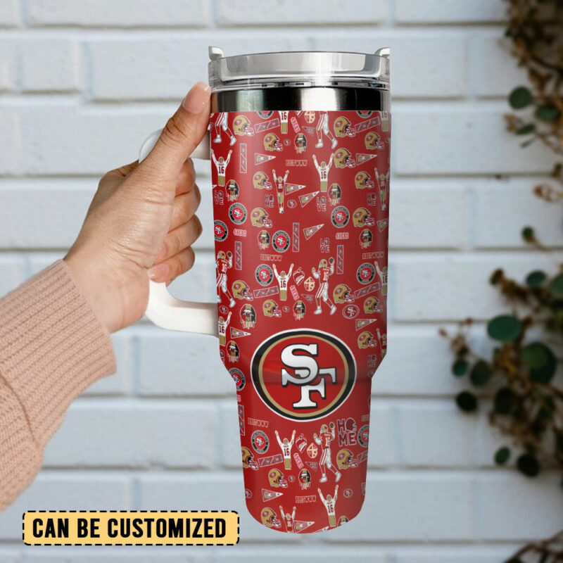 San Francisco 49ers NFL Custom Stanley Quencher 40oz Stainless Steel Tumbler With Handle - Threewoofs - Image 3